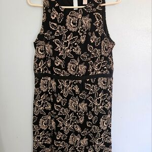 Black and tan patterned sleeveless dress